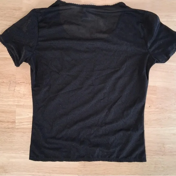 🛑 1 hour sale. Dolce & Gabbana, size 44/Large, Black Short Sleeve Sheer Top - Picture 8 of 13